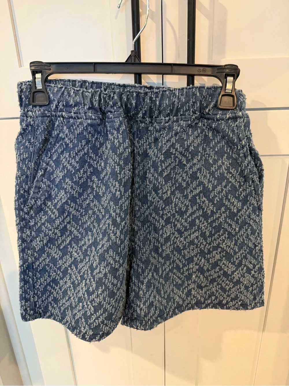 Oversized Denim-Style Cotton Blue Button Front Shirt and Shorts Set - Picture 4 of 4